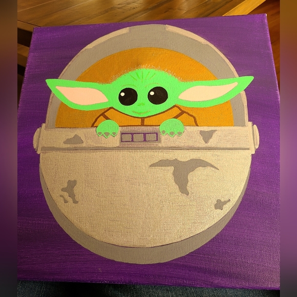 Canvas Art 12" x 12" "Baby Yoda" - Picture 1 of 1